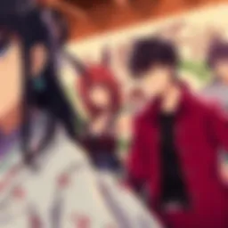 An artistic representation of a harem setting in anime, showcasing various characters with distinct personalities and styles.