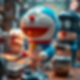 Doraemon interacting with gadgets and friends