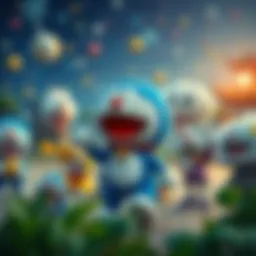 A captivating depiction of the Doraemon universe showcasing various characters and vibrant settings.