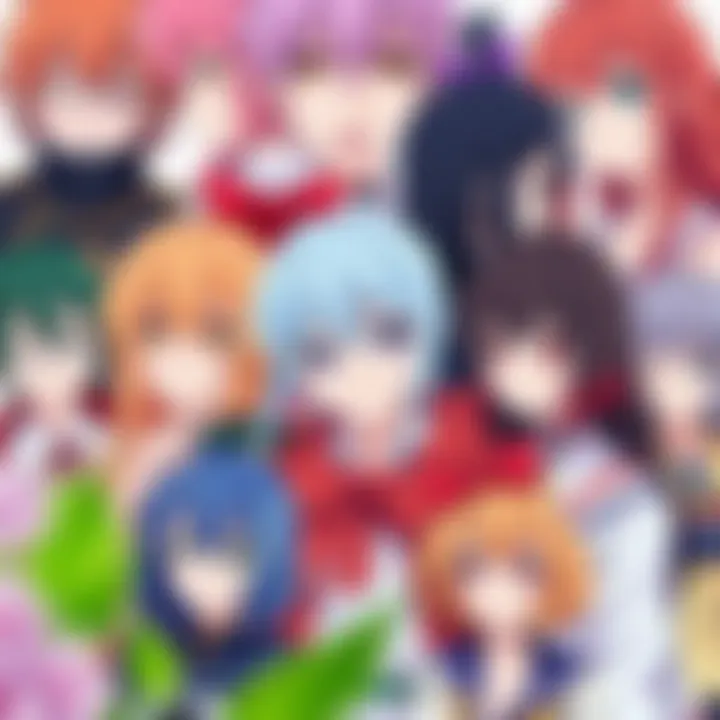A vibrant collage of popular anime characters