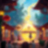 Immersive Worlds in Harem Games A vibrant illustration depicting the immersive worlds found in harem games.