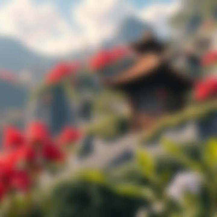 Cultural Landscape of Isekai Cultural implications of isekai themes illustrated through a vibrant landscape