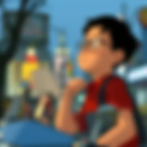 Nobita in Reflection Illustration of Nobita engaging in a moment of self-reflection