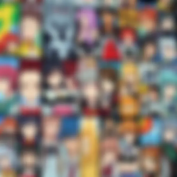 A vibrant collage of popular anime series