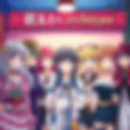 A vibrant illustration showcasing various harem archetypes in anime, each character representing a unique personality trait and role within the narrative.