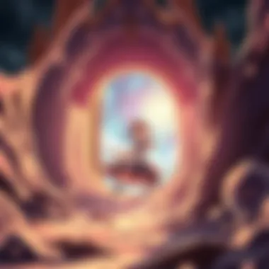 Emerging into a New Universe A character emerging from a portal into a new universe