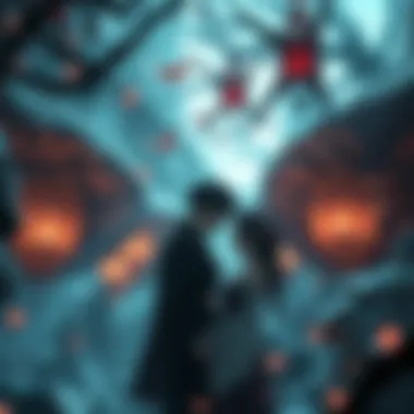 Romance in the Underworld An ethereal scene depicting a romantic encounter in a fantastical underworld