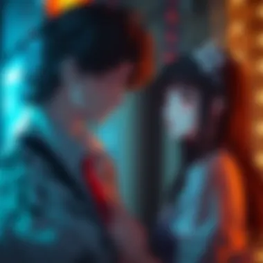 Contrasting Elements of Love An artistic representation of contrasting characters symbolizing light and dark romance