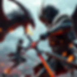 A fierce battle between a demon slayer and a formidable demon, showcasing the essence of training