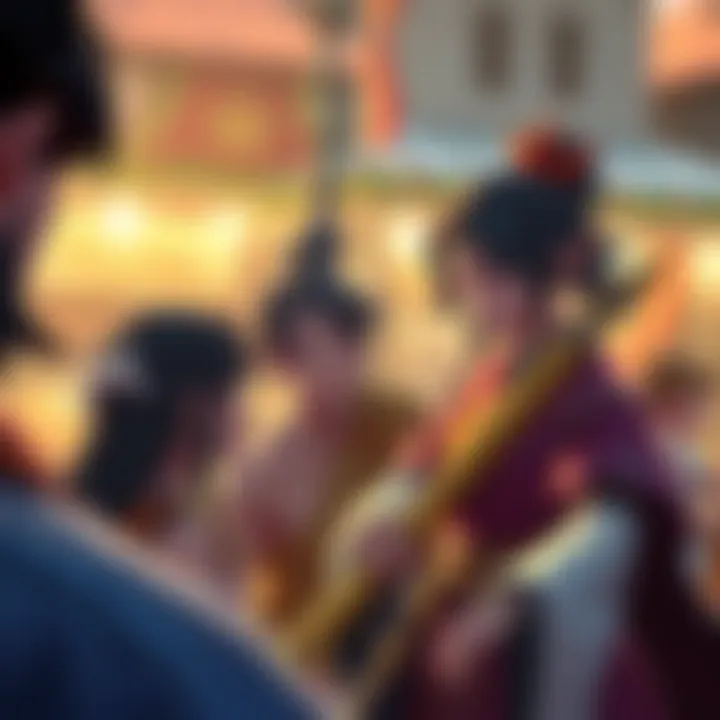 Gameplay showcasing character interactions