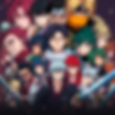 Diverse Anime Characters in House of Shinobi A vibrant collage of various anime characters featured in House of Shinobi.