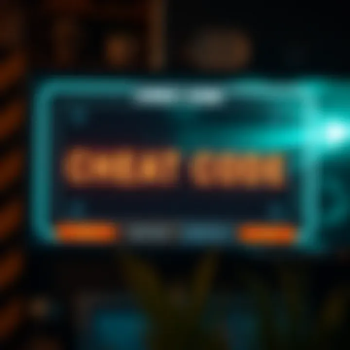 In-game interface demonstrating cheat code input