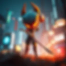 A captivating scene from the Ntrman game showcasing its unique art style