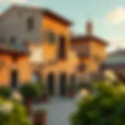 A serene landscape highlighting traditional Spanish architecture