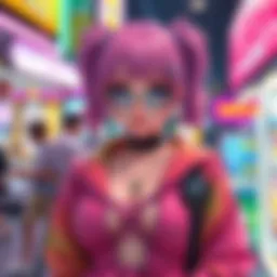 A vibrant Gacha Life character showcasing femboy aesthetics with colorful clothing and accessories.