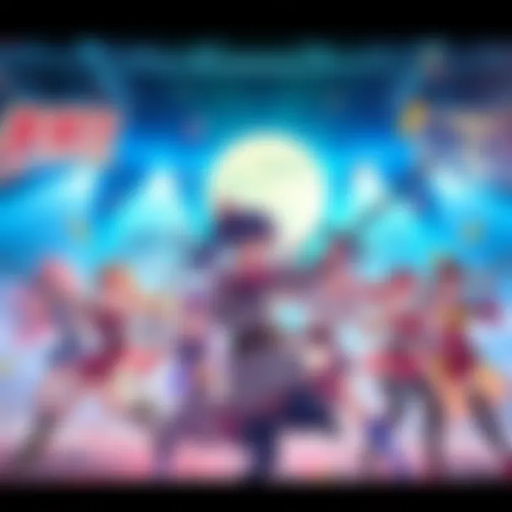 Waifu Warriors in Action A vibrant illustration of iconic waifu characters engaging in a dynamic fighting scene.